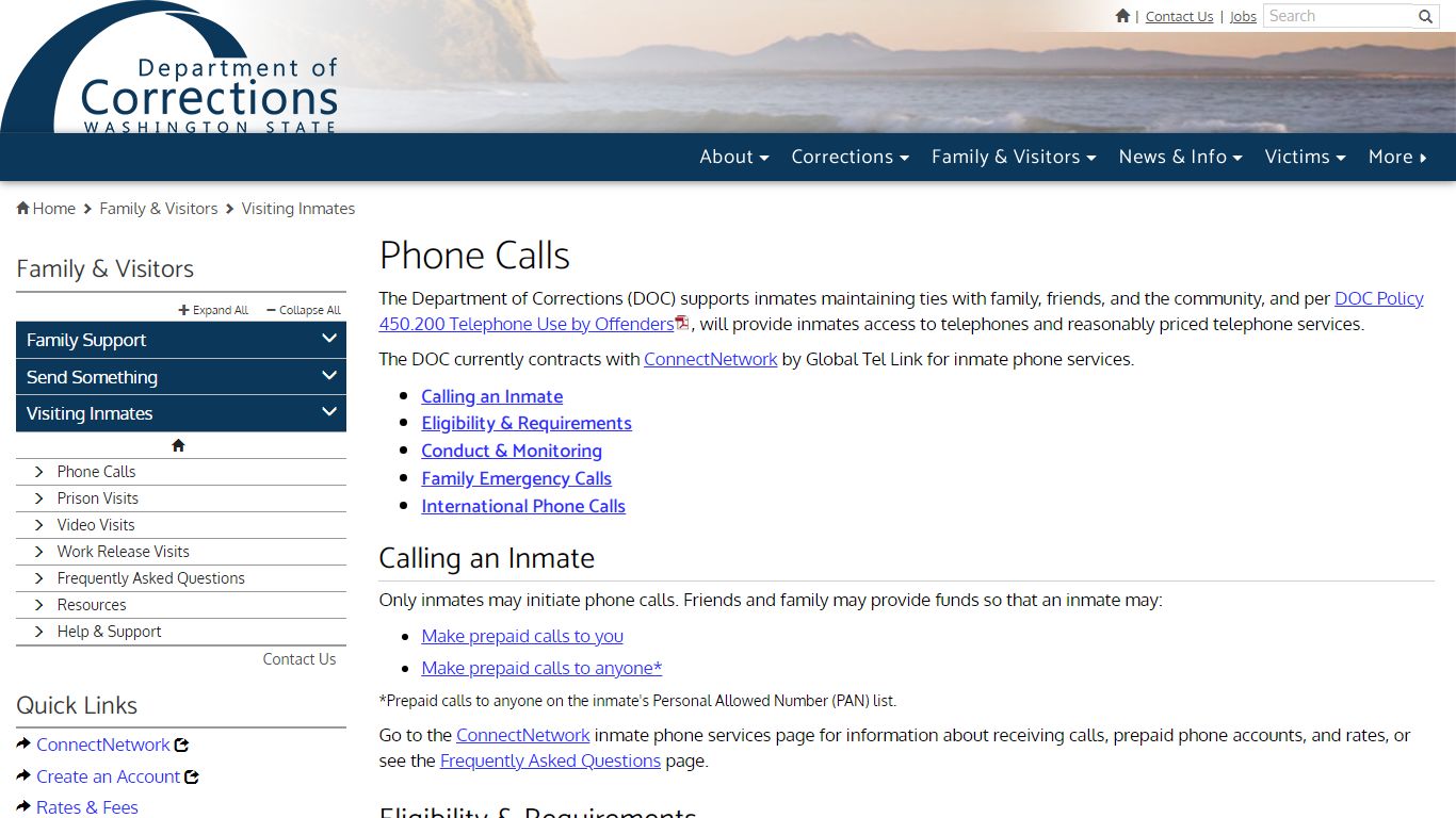 Phone Calls | Washington State Department of Corrections